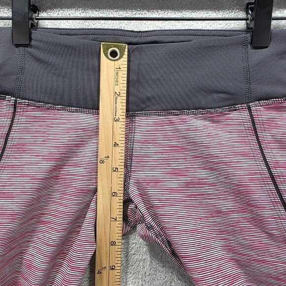 Lululemon Run Excel Crop Pants Womens 4 Pink Black Stripe Luxtreme Gel Pockets - Picture 9 of 10